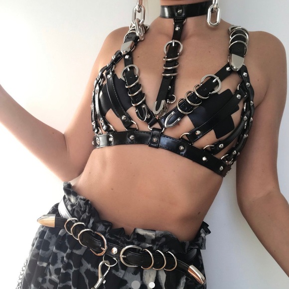Dolls Kill Tops - BUCKLE HARNESS BRA ✖️